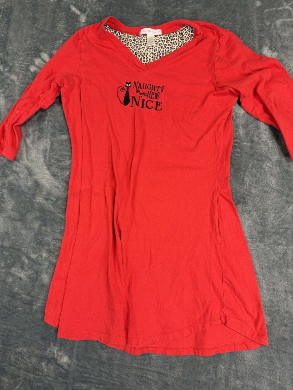 Pillow Talk Womens Red Naughty Is The New Nice 3/4 Sleeve Nightshirt M